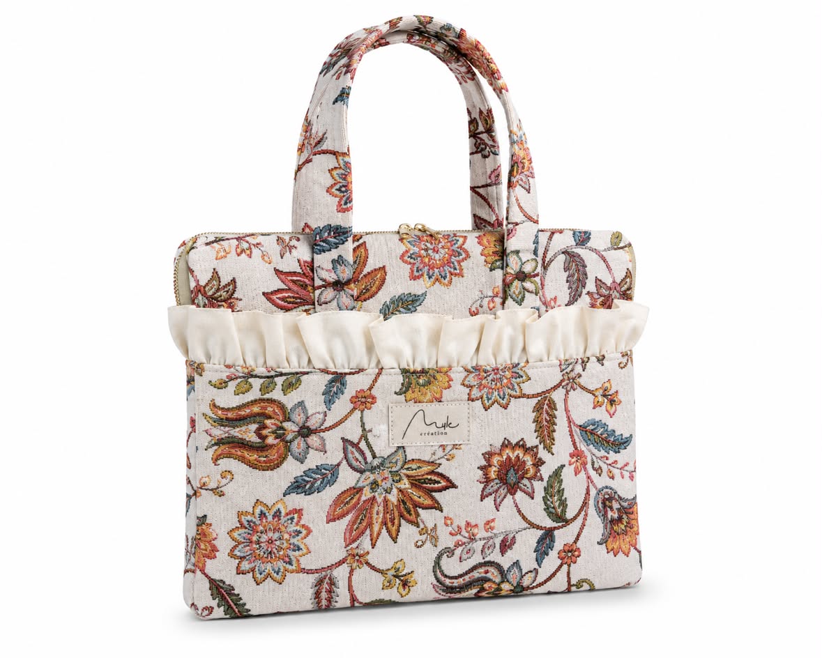 Pochette PC en jacquard fleuri Myle création